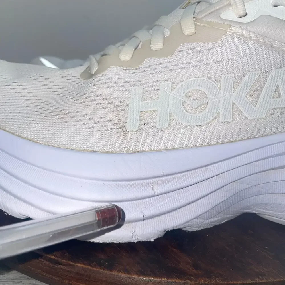 Hoka One One Bondi 8 Womens Size 8.5 White Athletic Running Shoes Sneakers